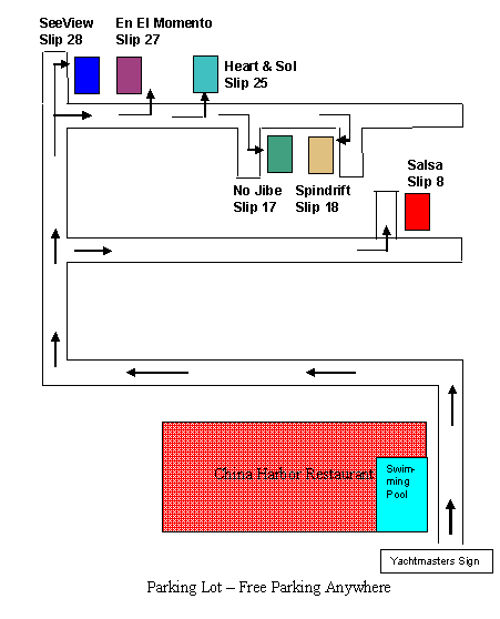 China Harbor marina map showing house boat rental slips